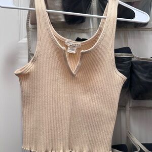 Billabong Beige Ribbed Cropped Tank Top
